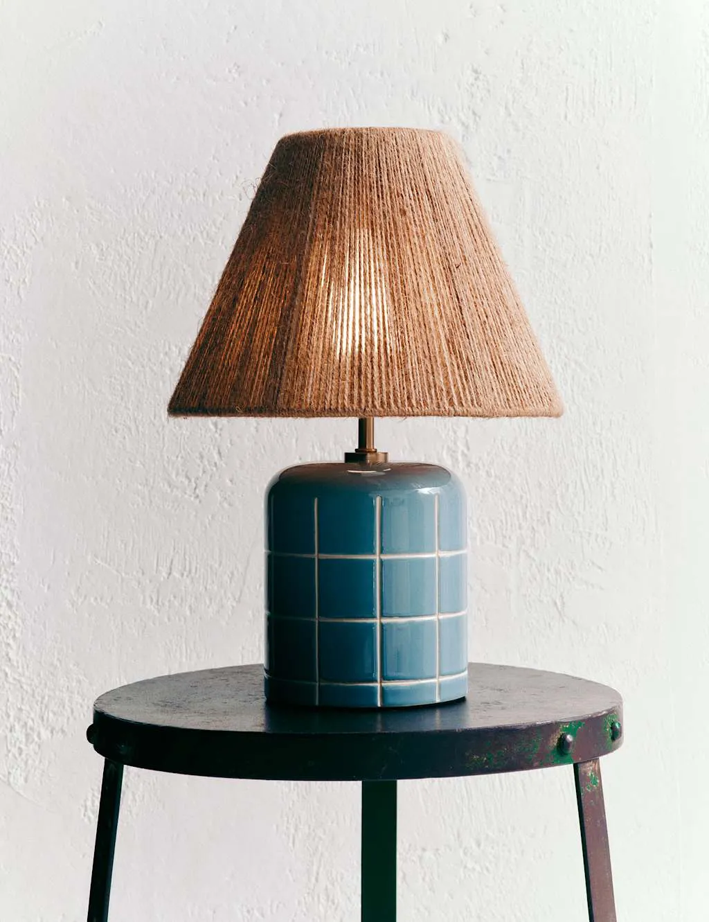 M&S Rechargeable Ceramic Tile Table Lamp Blue