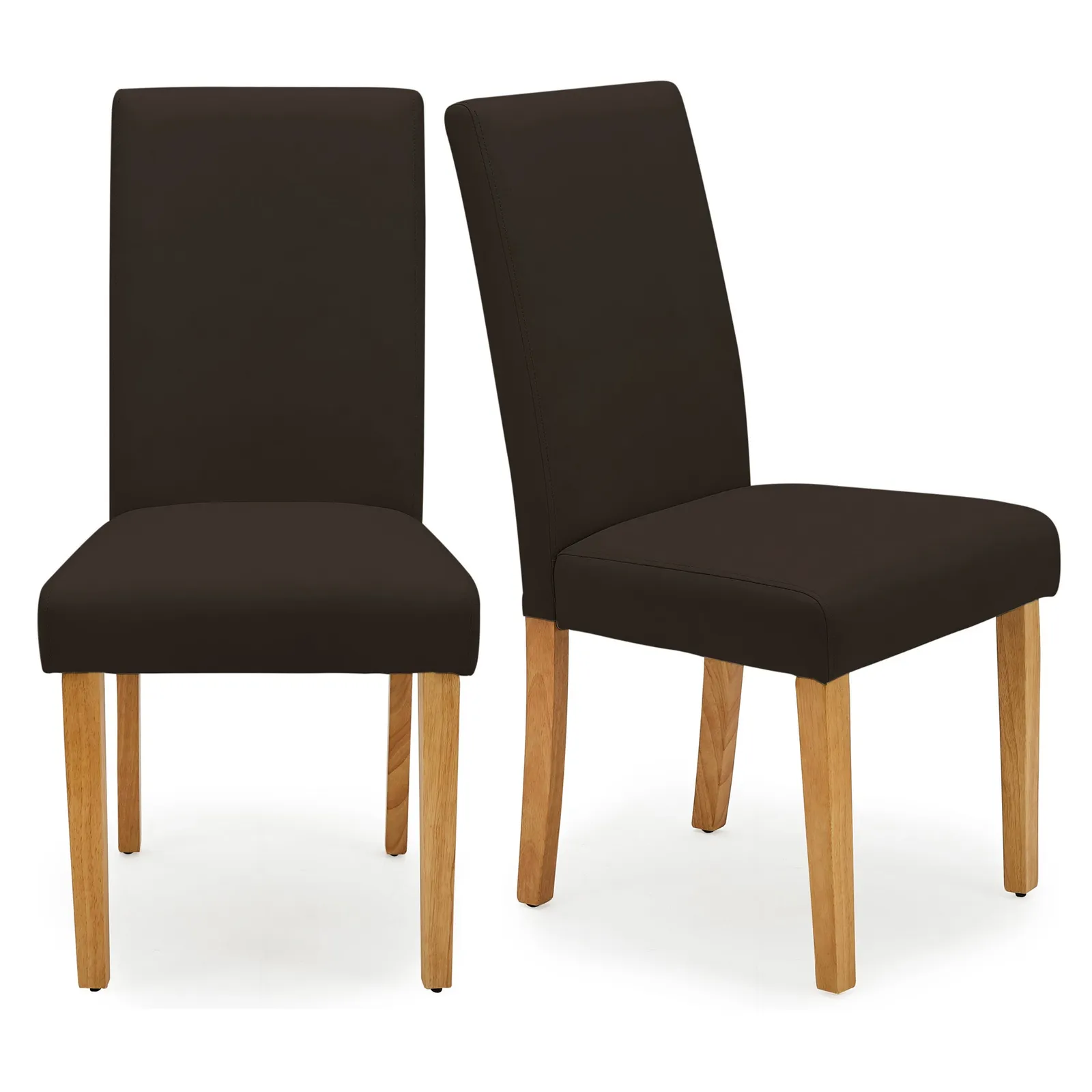 Hugo Set of 2 Dining Chairs Chocolate PU Leather Brown