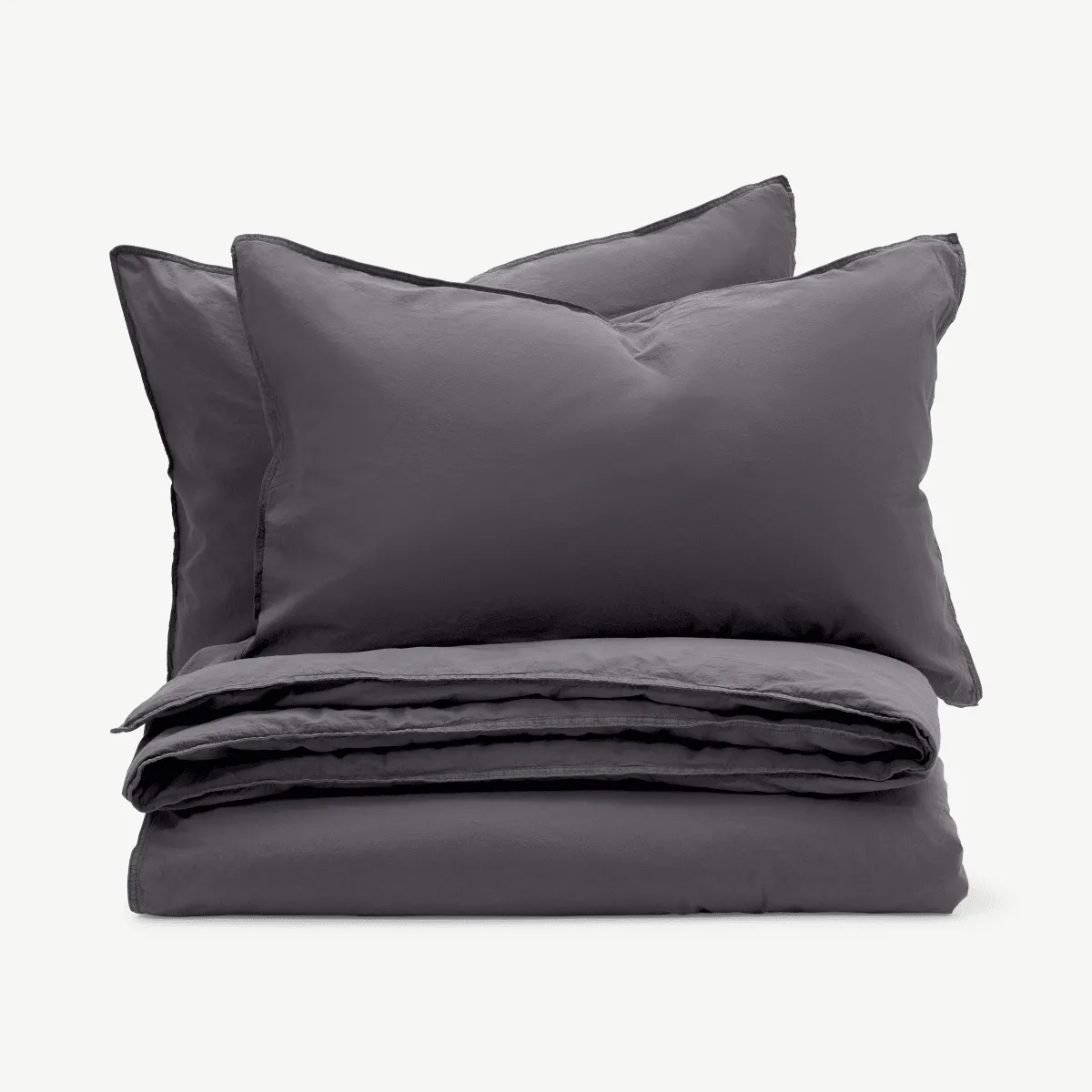 Alexia Stonewashed Cotton Duvet Cover + 2 Pillowcases, Double, Graphite