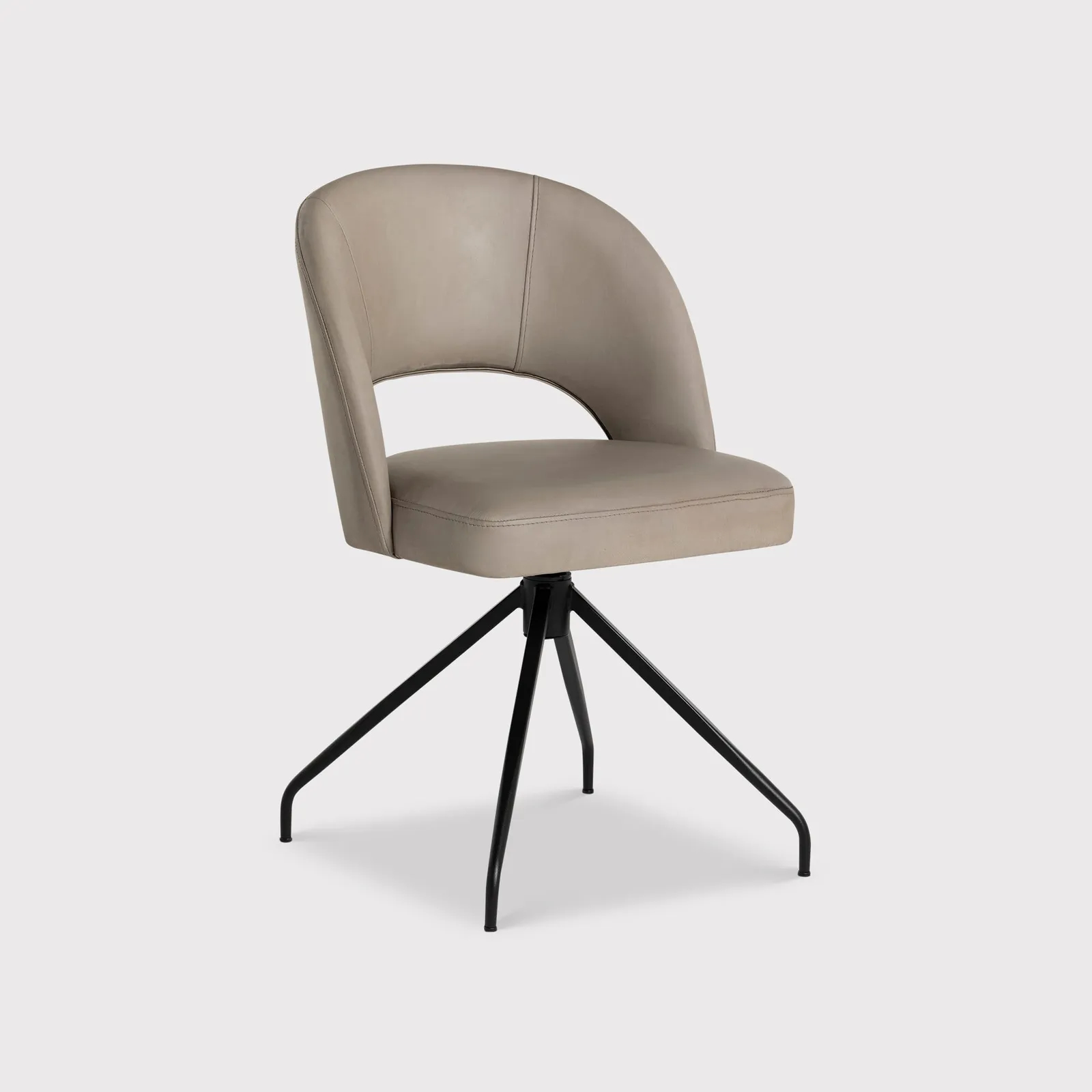 Pure Furniture Beck Swivel Dining Chair With Curved Metal Legs, Grey Leather | Barker & Stonehouse 2