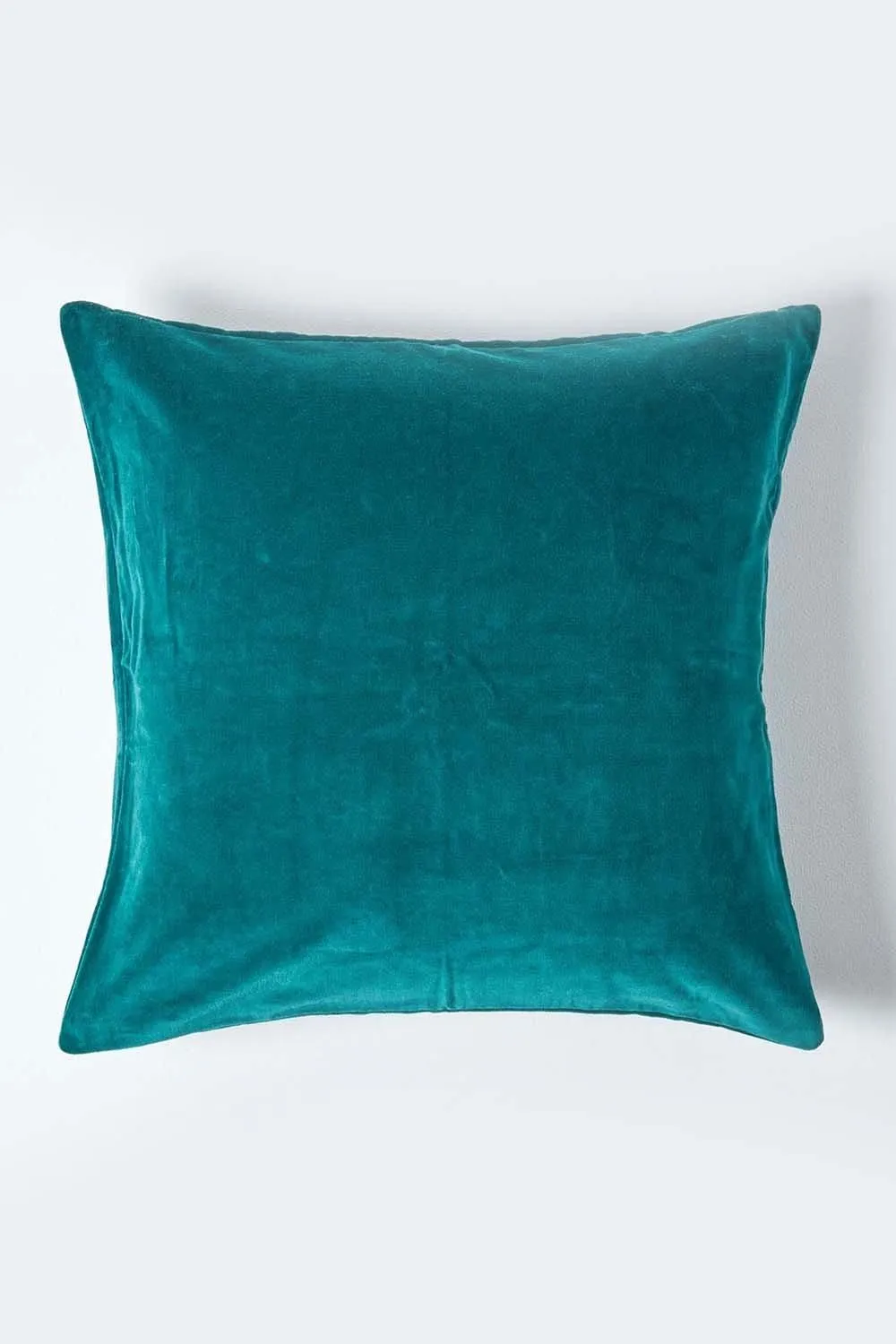 Homescapes Velvet Cushion Cover 100% Cotton, Soft & Machine Washable in Emerald 1