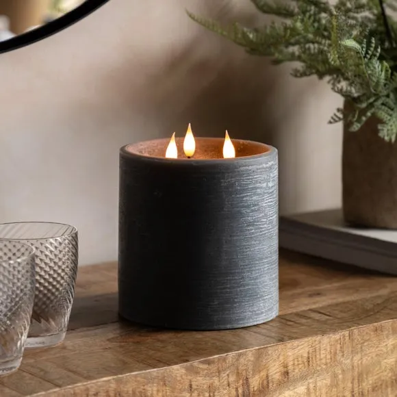 Crossland Grove LED 3 Wick Candle Grey 150X150X150mm, Grey