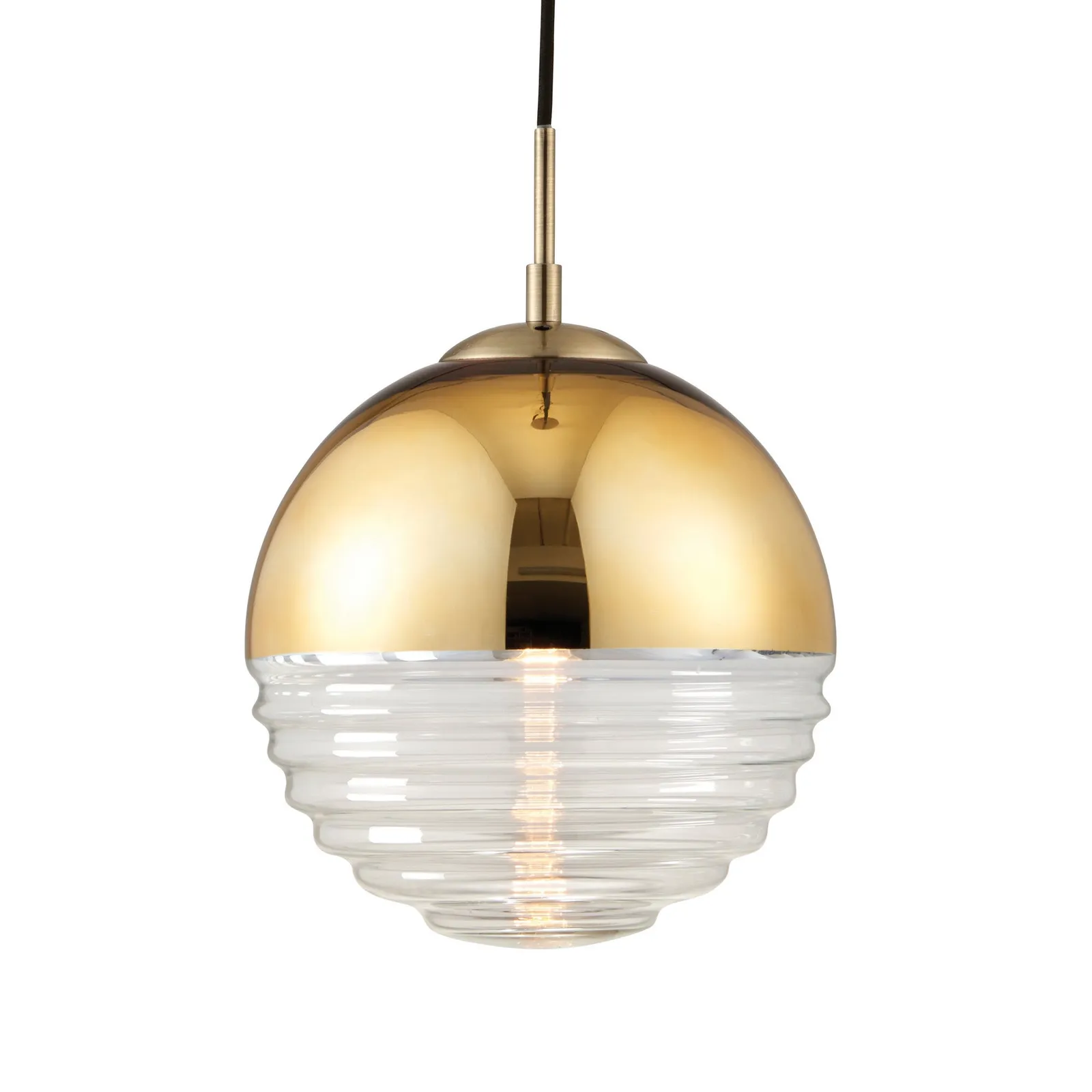 Vogue Paloma Ribbed Glass Ceiling Fitting Gold and White