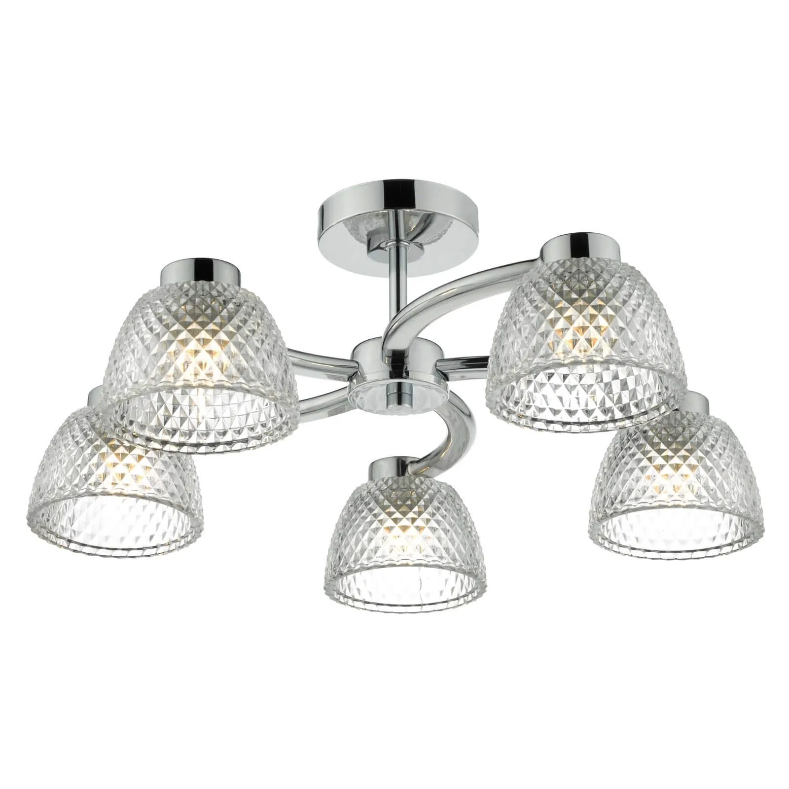 Eva 5 Light Semi Flush Ceiling Light - Chrome