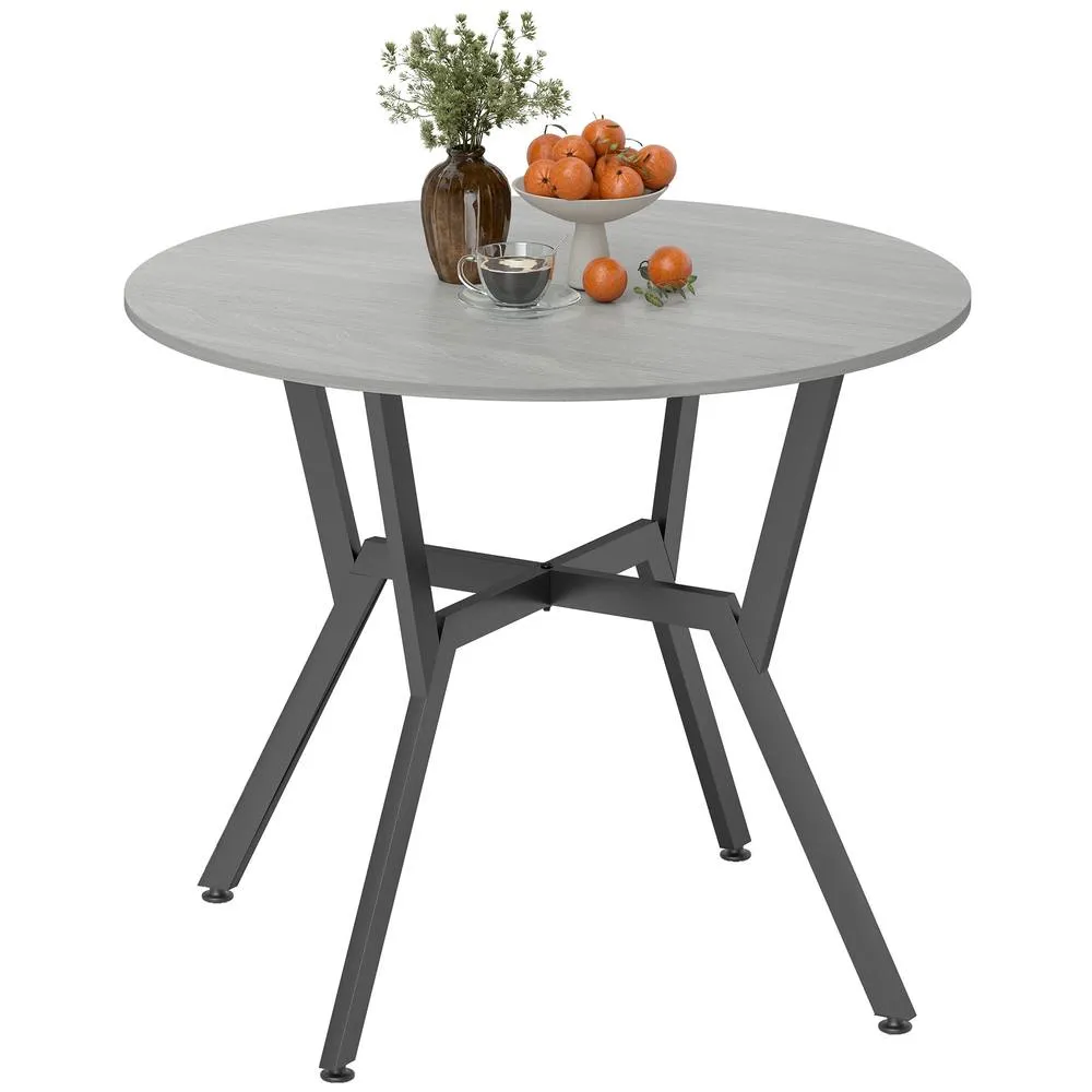 HOMCOM Small Kitchen Table with Black Steel Legs, Dining Table in Grey 2
