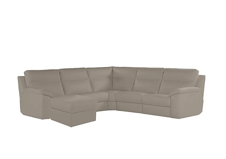 Pepino Large Leather Left Hand Facing Corner Sofa with Chaise End - Botero Tortora