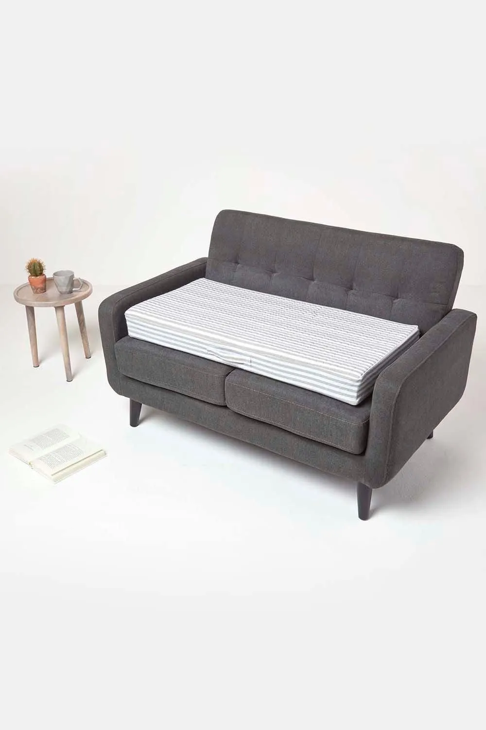 Homescapes Cotton Orthopaedic Foam 2 Seater Booster Cushion in Grey 5