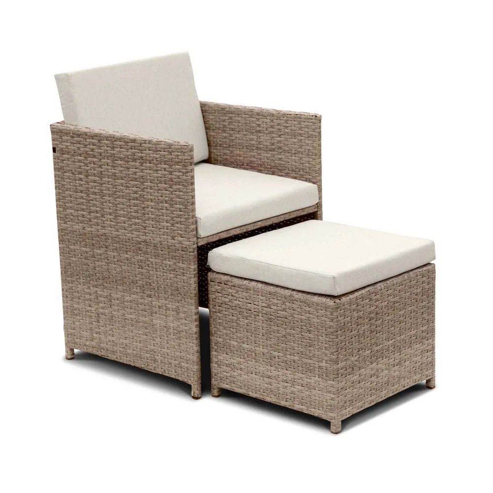 sweeek 8 to 12-seater rattan cube table set with chairs in Beige 6