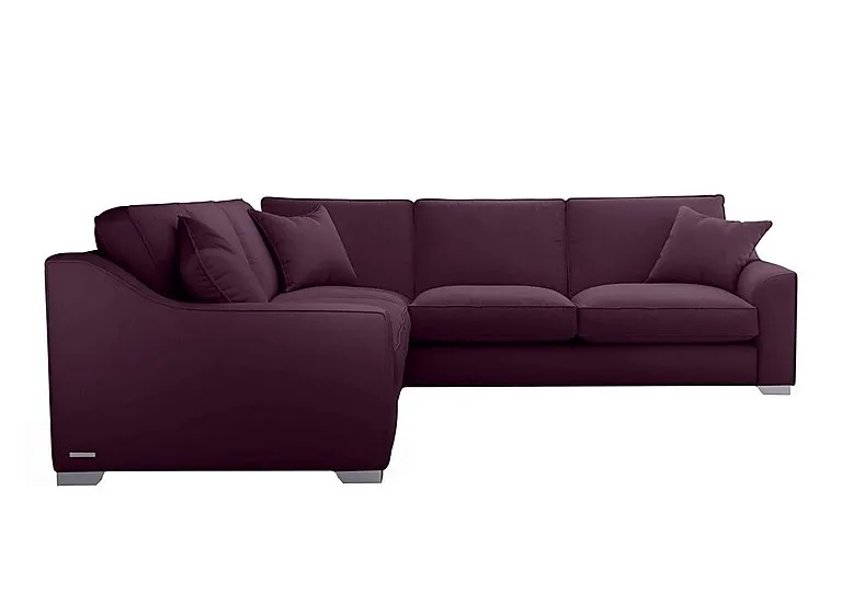 Isobel Small Fabric Left Hand Facing Corner Fibre Fill Sofa - Frosted Grape with Chrome Feet