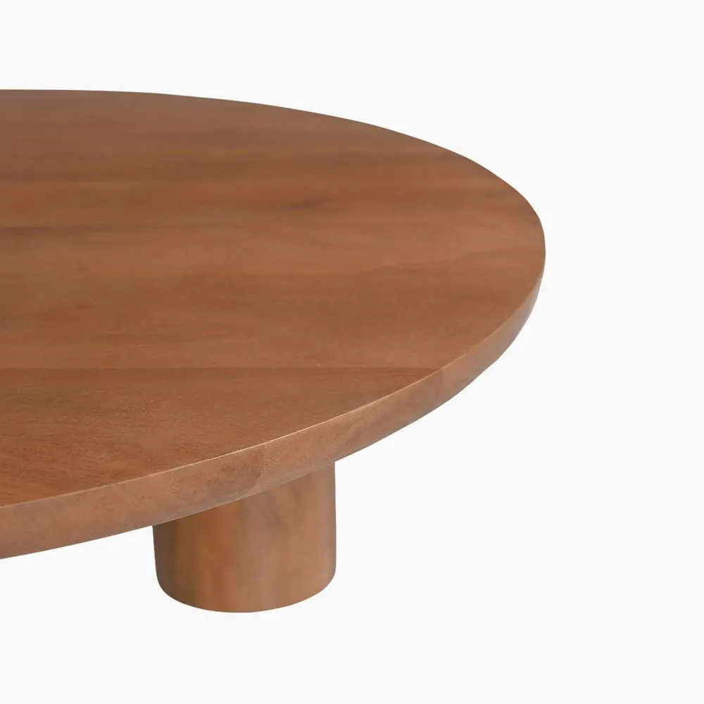 FurnitureboxUK Teton Round Wood 3 Leg Coffee Table in Walnut 5