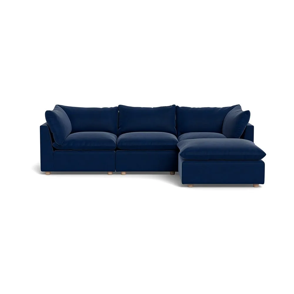 Heal's Astrid Right Hand Facing Corner Sofa Velvet Midnight Natural Beech Feet 1