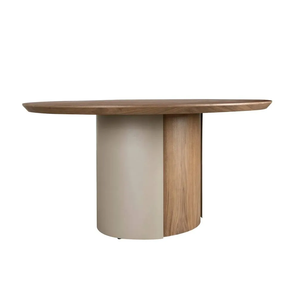 Angel Cerda Round Walnut Dining Table with Metallic Sand 140cm 6