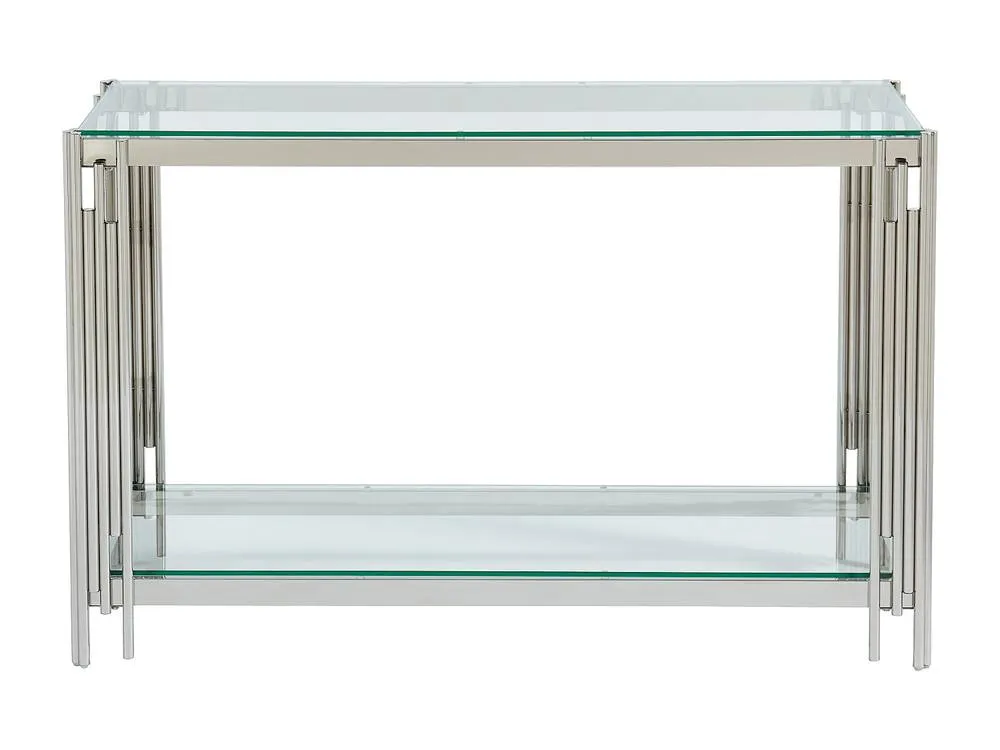 Vente-unique 1-Shelf Side Table - Tempered Glass & Stainless Steel - Chrome in Silver 2