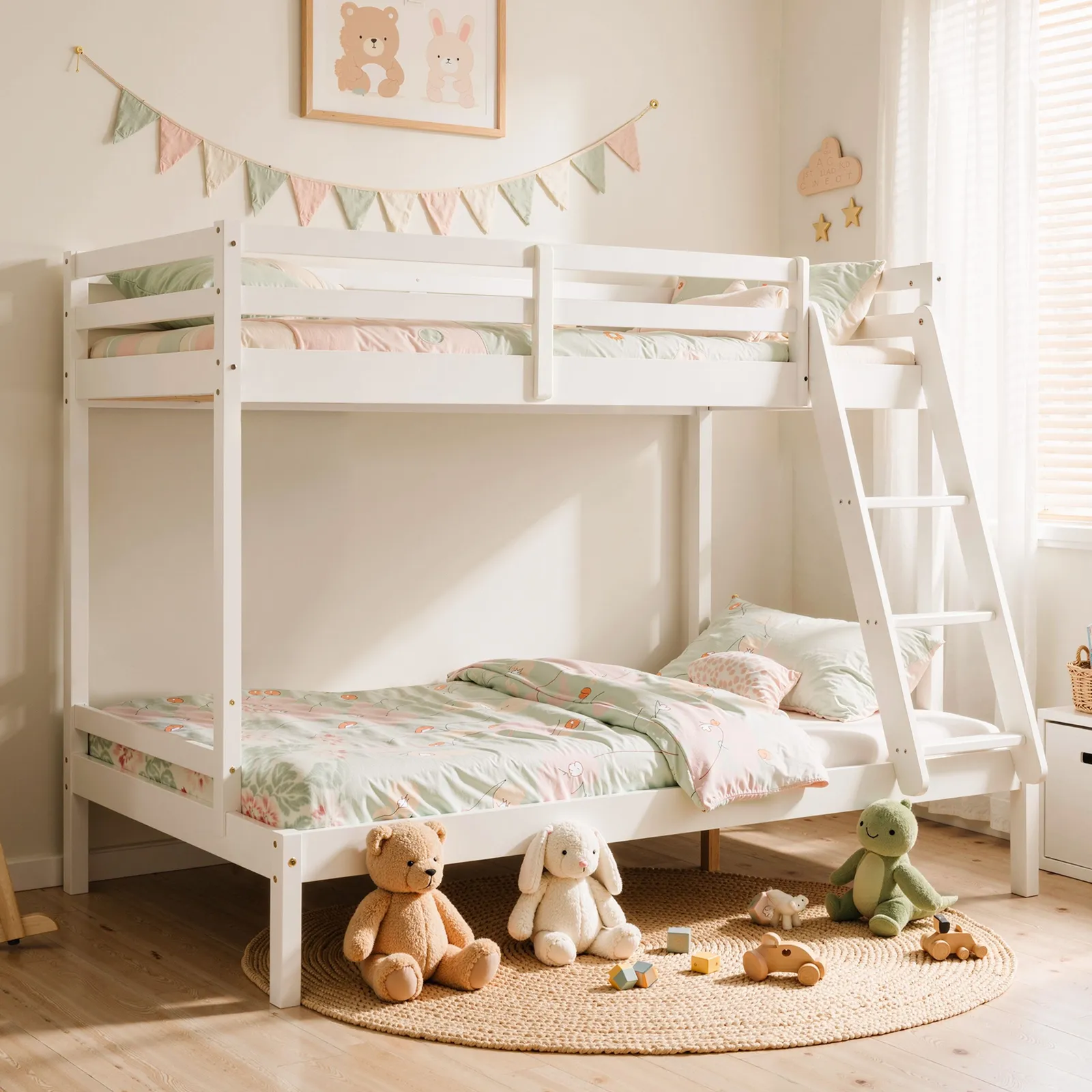 Comfy Living Ltd Wooden Triple Bunk 3ft/4ft In Various Colours in White 4