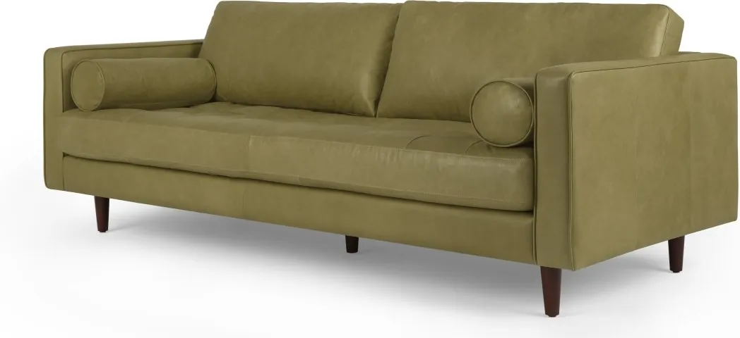 Scott 3 Seater Sofa, Chalk Olive Premium Leather