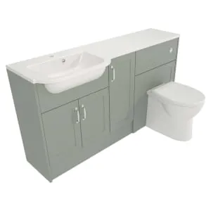 Deccado Padworth Willow Green Fitted Vanity & Toilet Pan Unit Combination with LH Basin - 1500mm