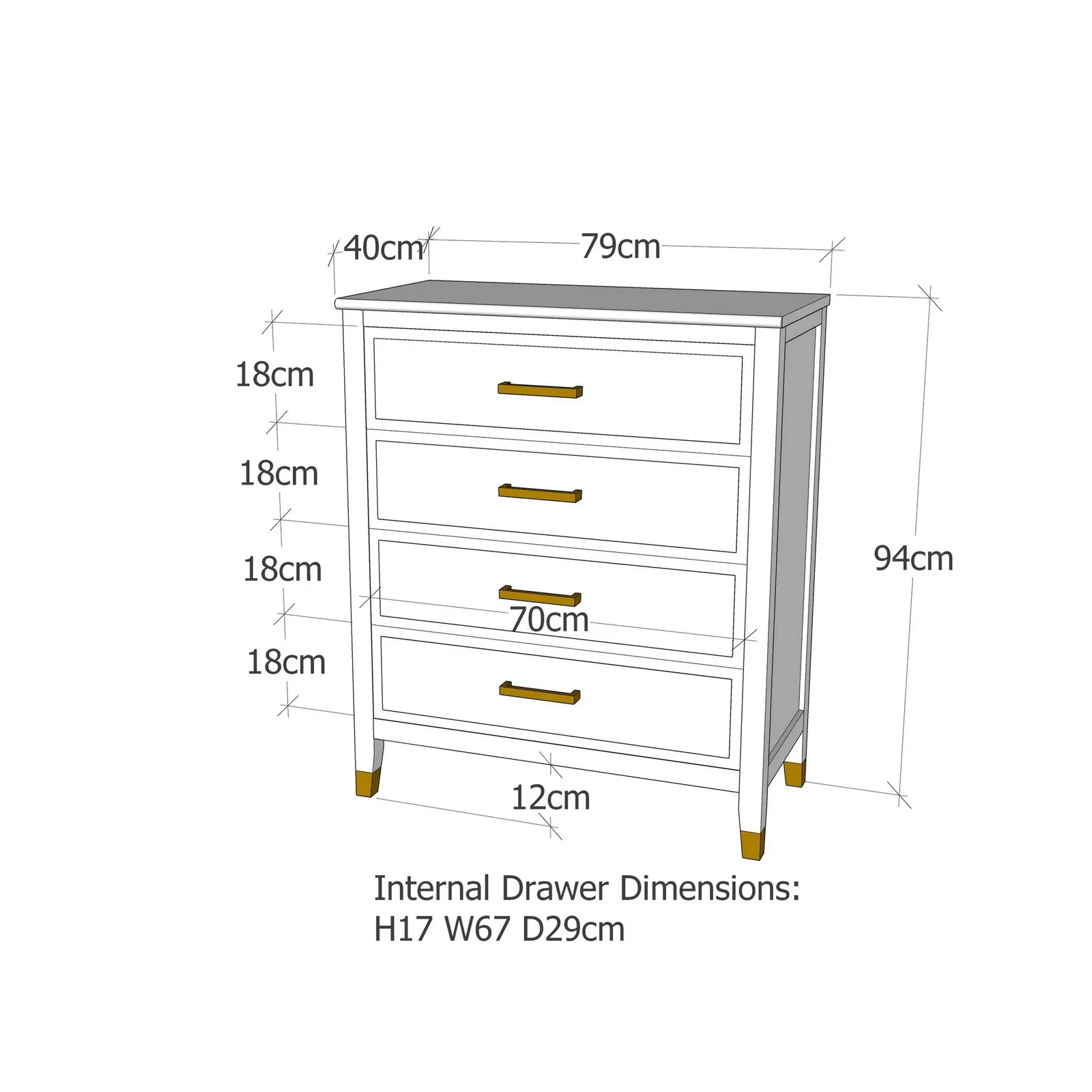Cabinet Bits Palazzi 4 Drawer Chest of Drawers in Off-White 6