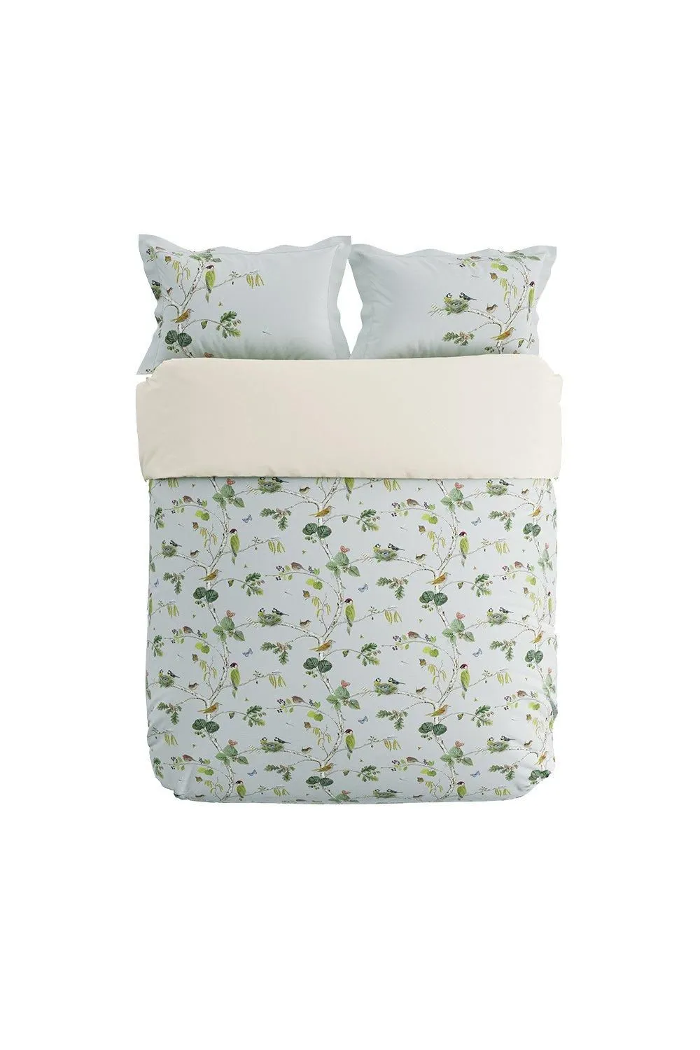 Sanderson 'Woodland Chorus' Cotton Sateen Duvet Cover Set in Light Blue 4