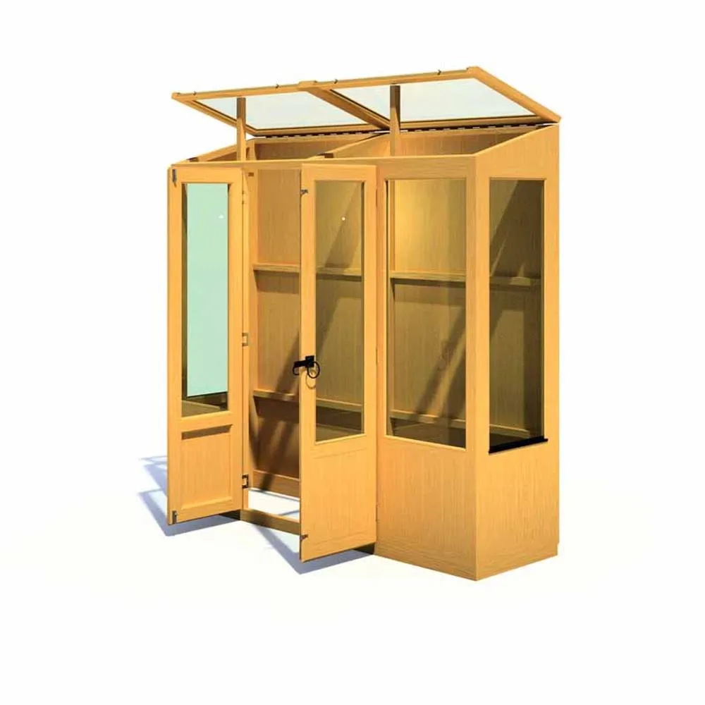 Shires Holme 7 x 2 Double Door Greenhouse - Timber - L59 x W210 x H200.7 cm in Light Brown 3