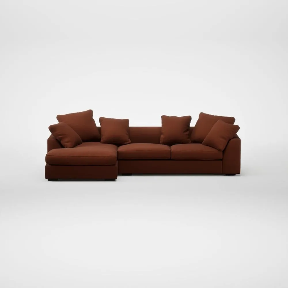 Heal's Cumulus Left Hand Facing Chaise Sofa Smart Cotton Linen Rust Black Feet 2