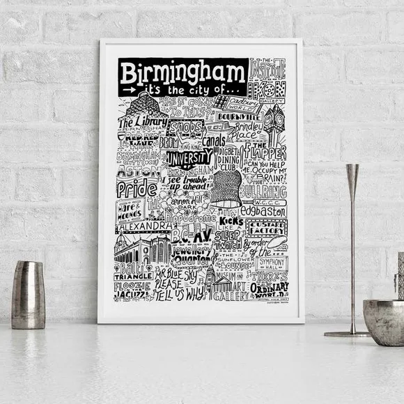 Sketchbook Design Birmingham Landmarks Framed Print 1