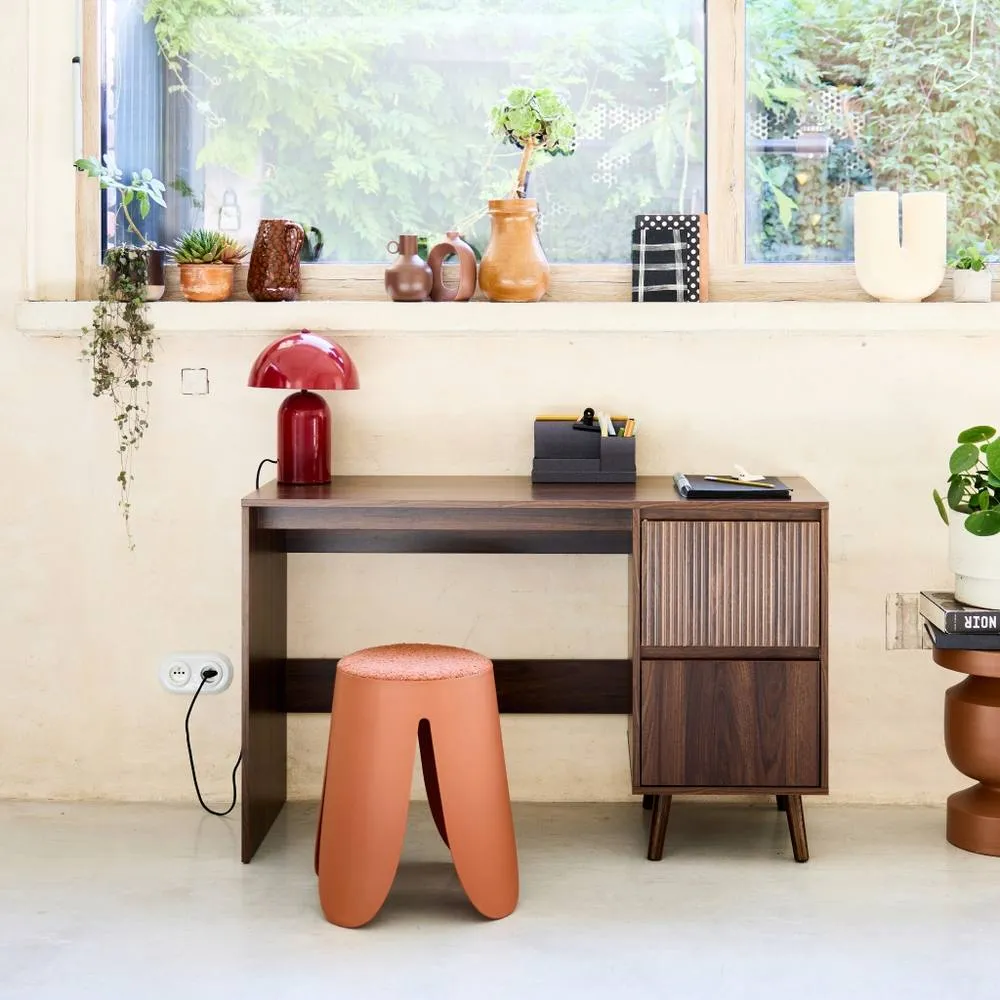 sweeek Scandinavian desk wood decor 2 drawers in Dark Brown