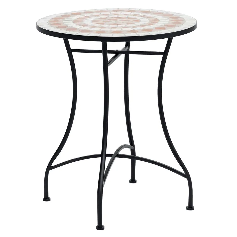 OUTSUNNY Mosaic Table Round Ceramic Bistro Garden Furniture Side Bar Table Patio in Black 2