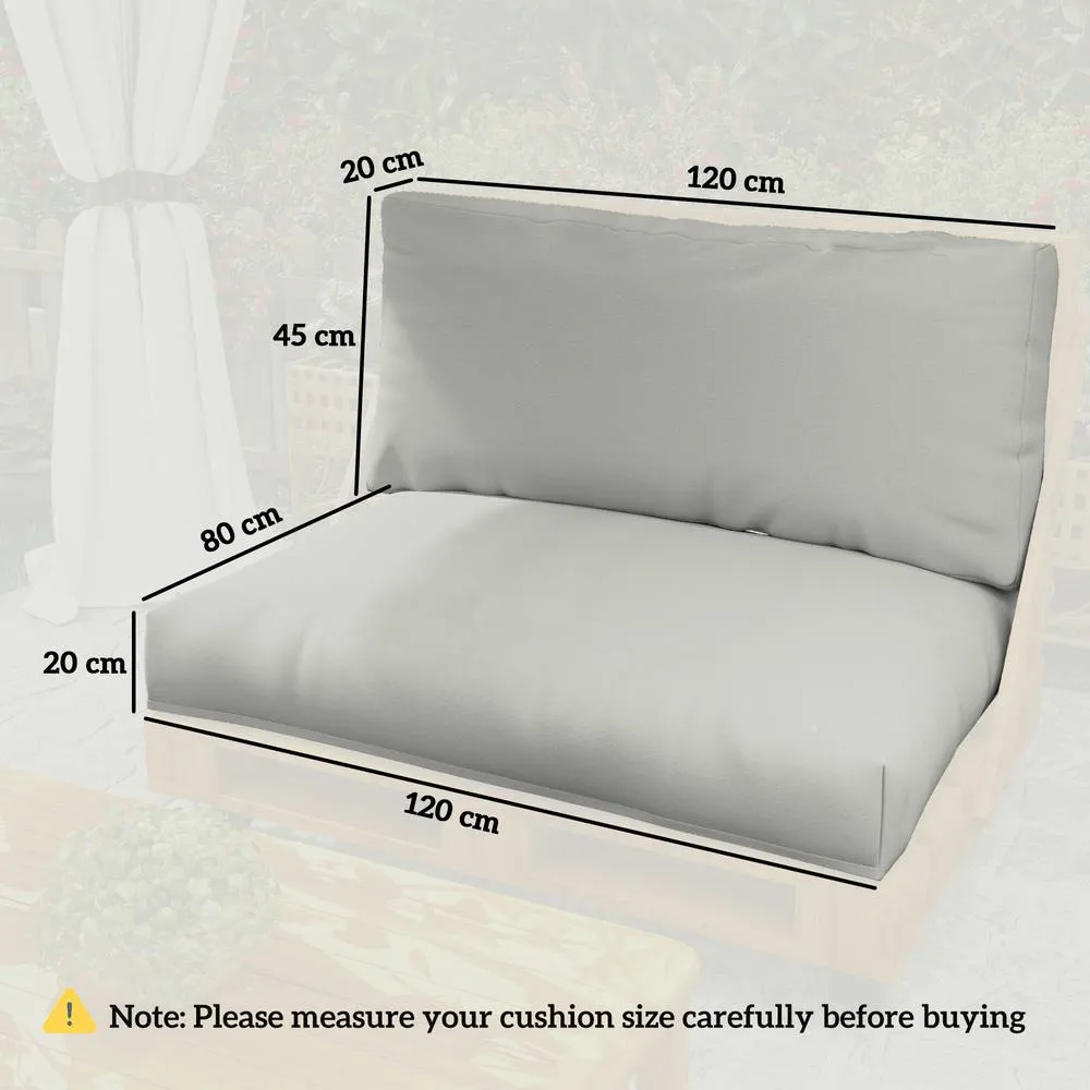 OUTSUNNY 2 Seat Pallet Cushions 20cm Thick Outdoor Seat Pads, Light Grey 3
