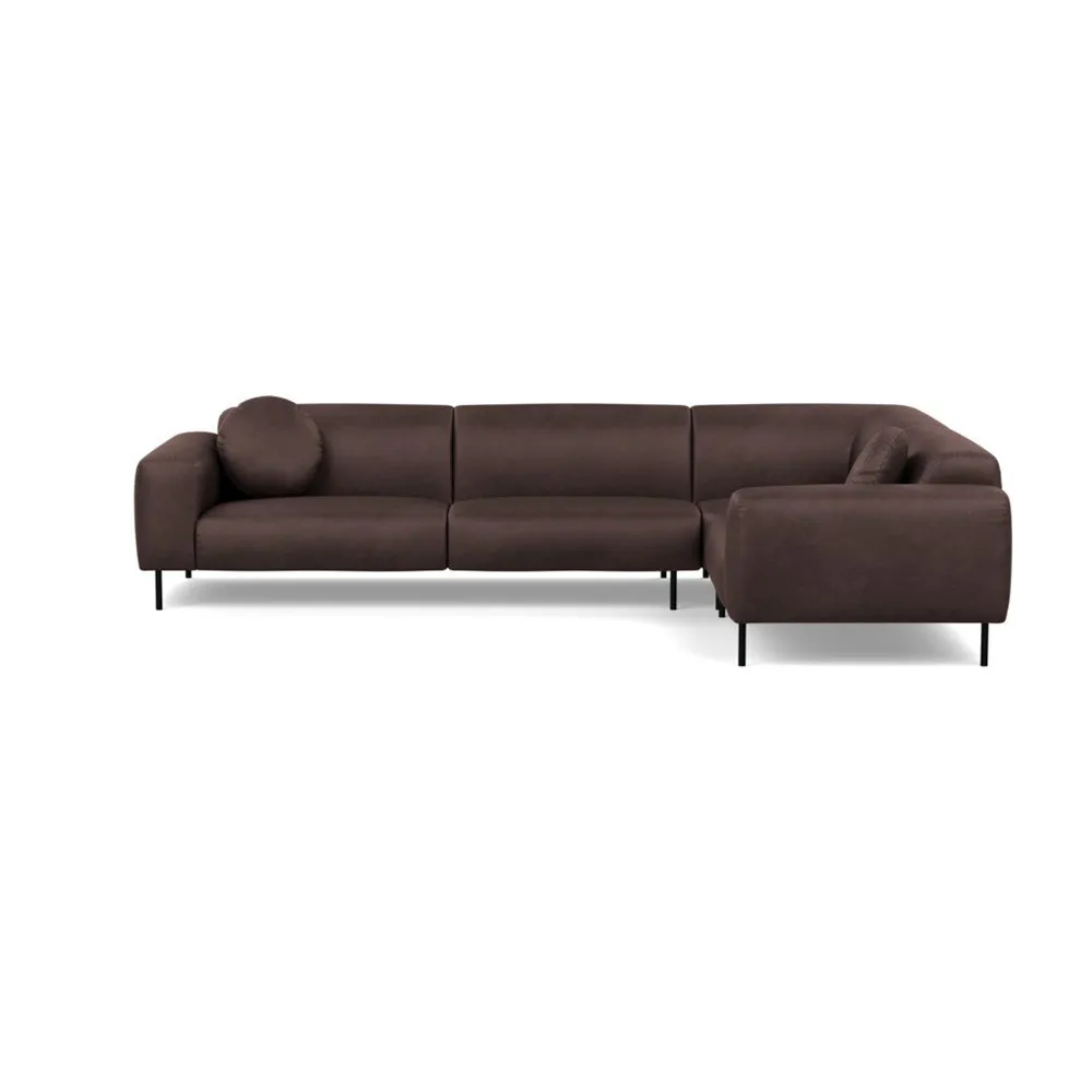 Heal's Luna Medium Right Hand Facing Corner Sofa Luxury Leather Coco Black
