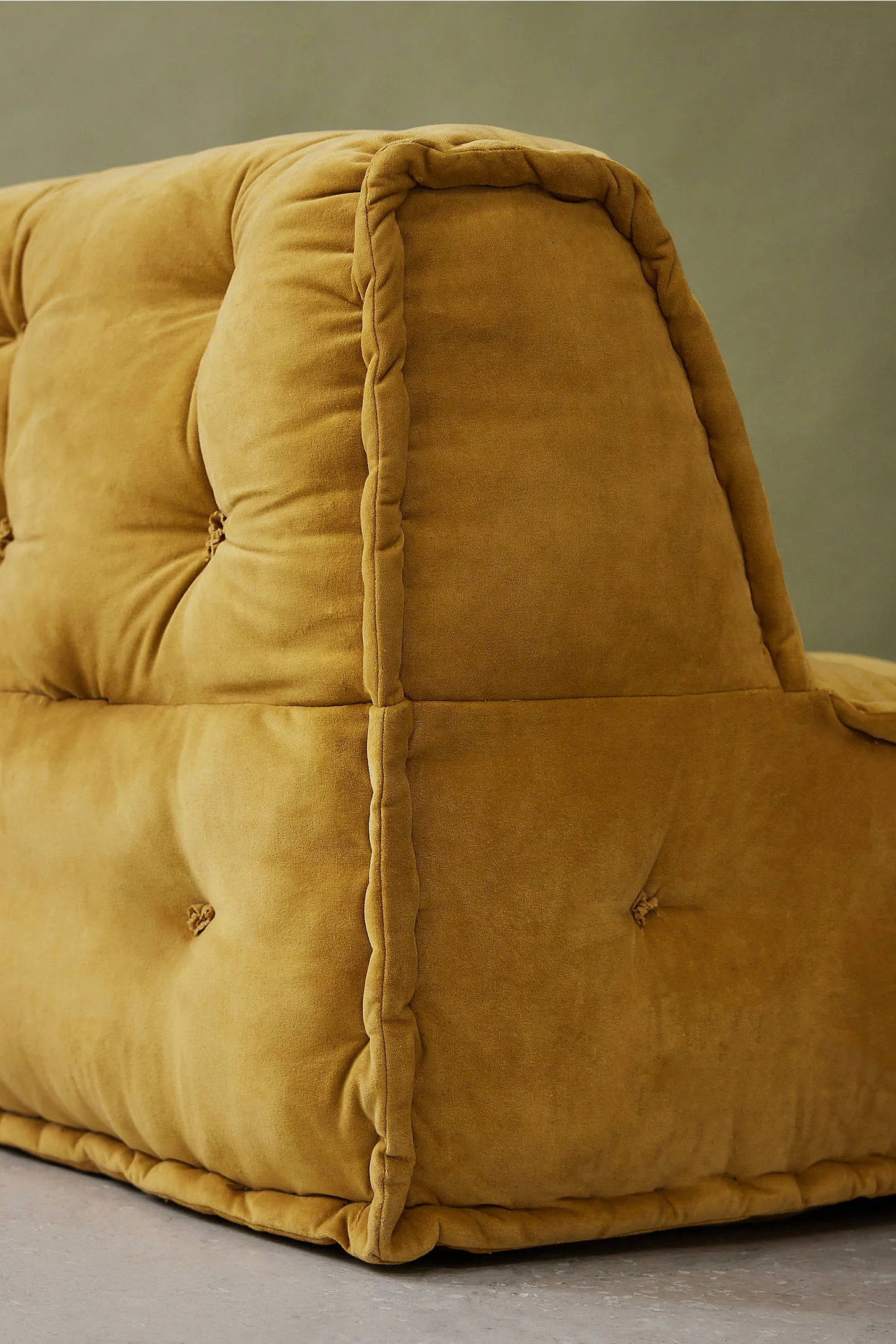 Reema Mustard Velvet Two-Seater Floor Cushion - Orange 6