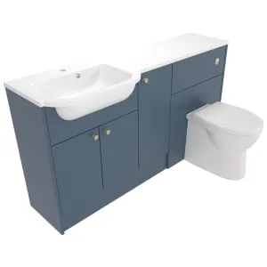 Deccado Benham Juniper Blue Left Hand 1500mm Fitted Vanity & Toilet Pan Unit Combination with Left Hand Basin 2