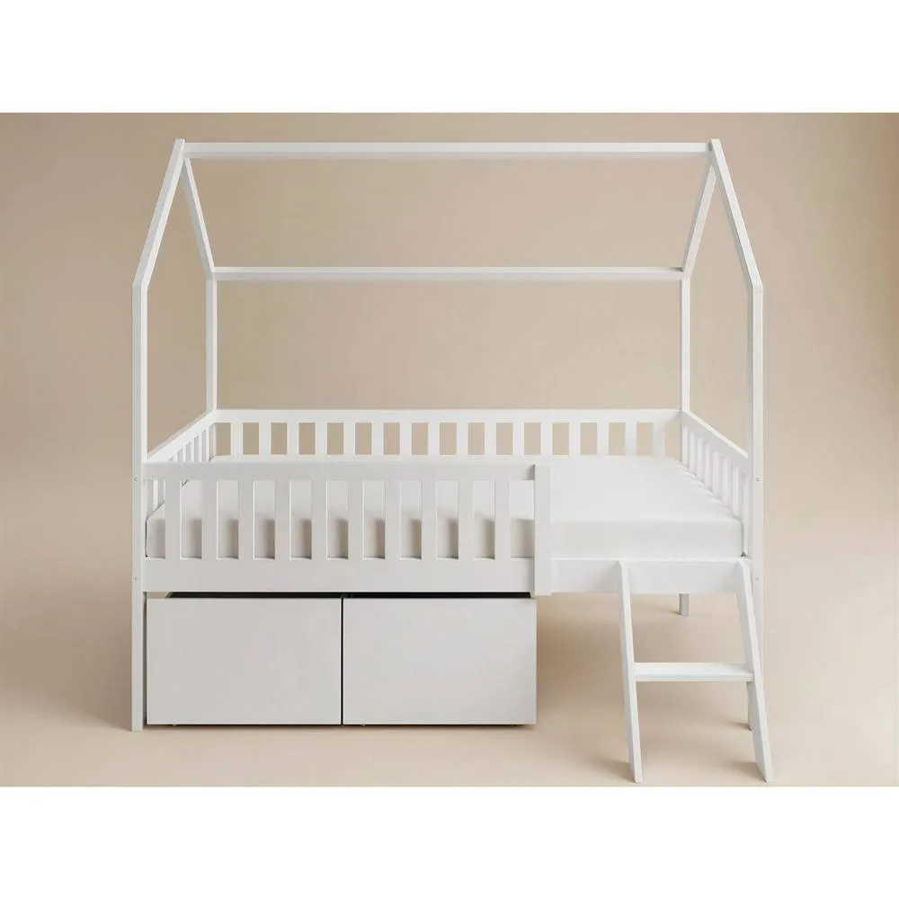 Flair Explorer Single Mid Sleeper Bed with Toy Box in White 3