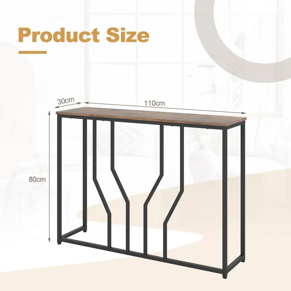 Costway Console Table Entryway Table Narrow Sofa Side Table Rustic Brown 2
