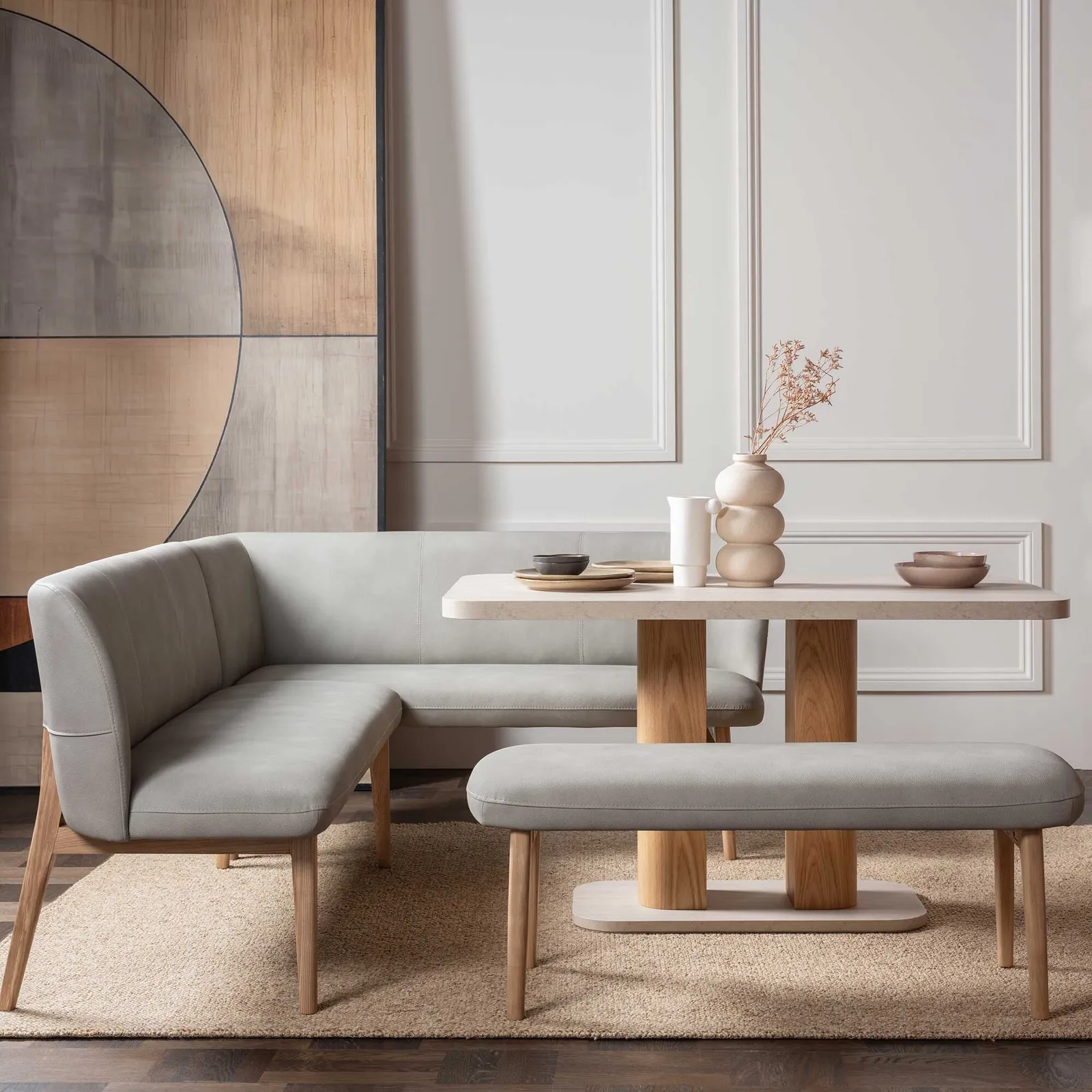 Harbour Dining Corner Set Right, Neutral Stone Effect | Barker & Stonehouse