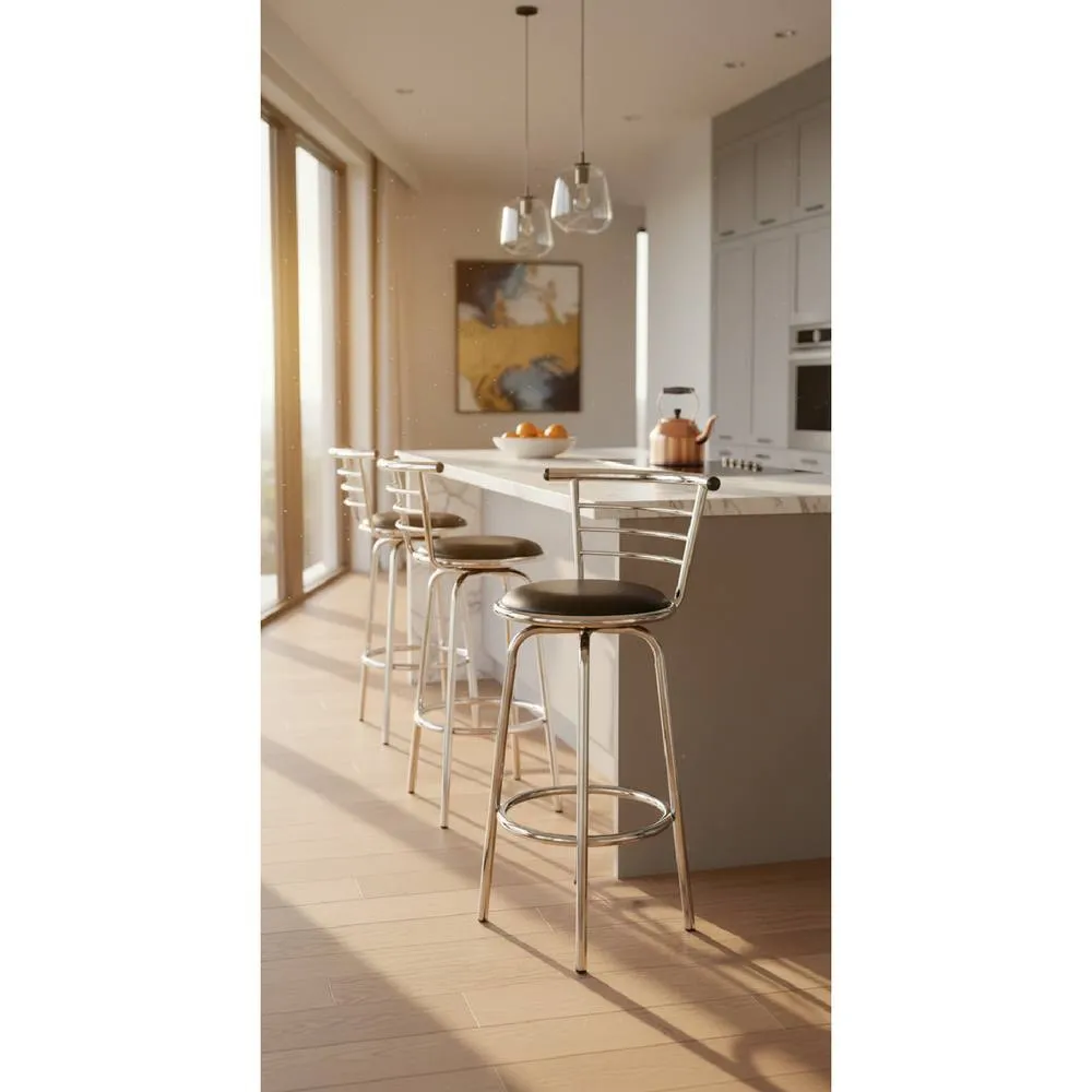 netfurniture Chelsea Kitchen Bar Stool - Wide Back Swivel Stool with Padded Seat & Chrome Frame Sold in Pairs in Black 3
