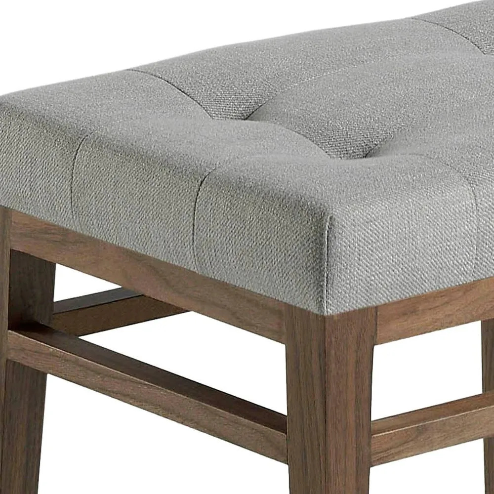 Angel Cerda Tufted Grey Fabric Stool with Walnut Legs 5