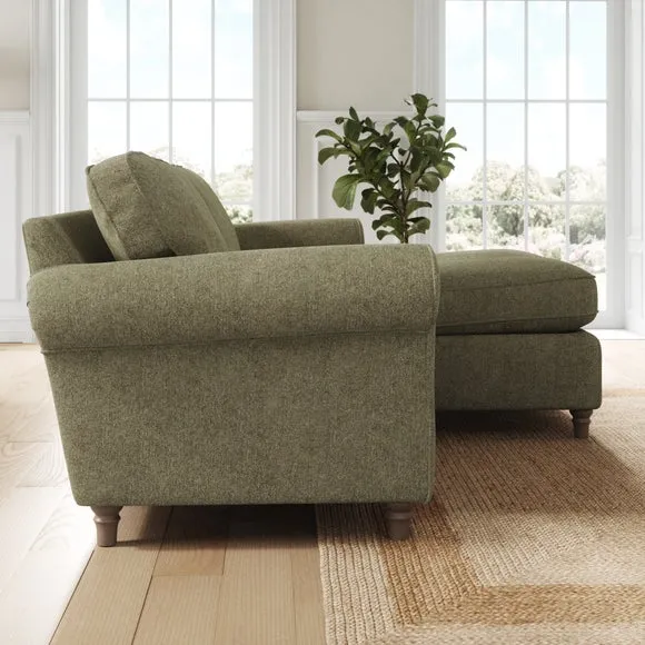 Flori Soft Chenille Corner Chaise Sofa 2