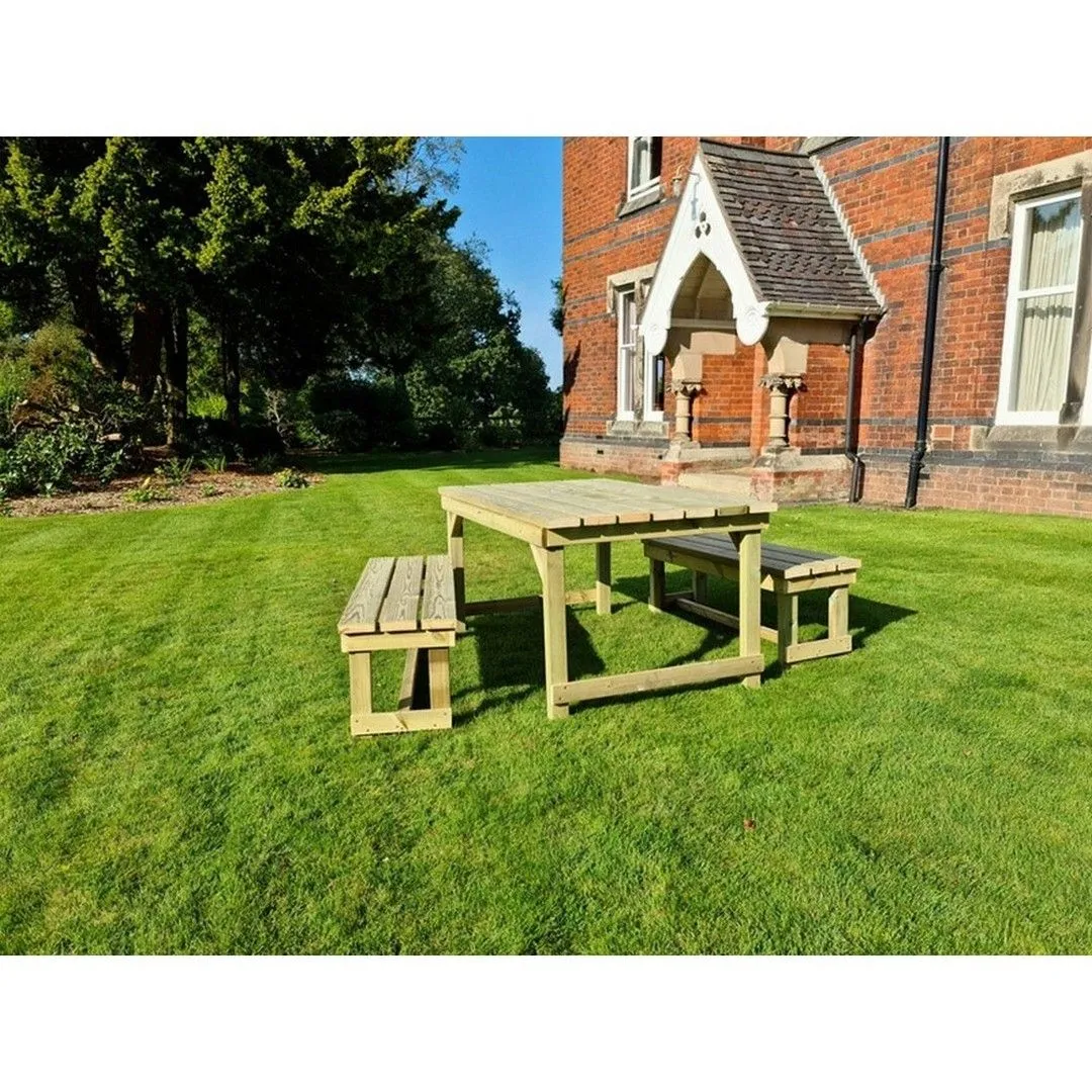 Churnet Valley Garden Furniture Ltd Butcher Dining Table Set w/ Benches - Min. Assembly Required in Brown 4