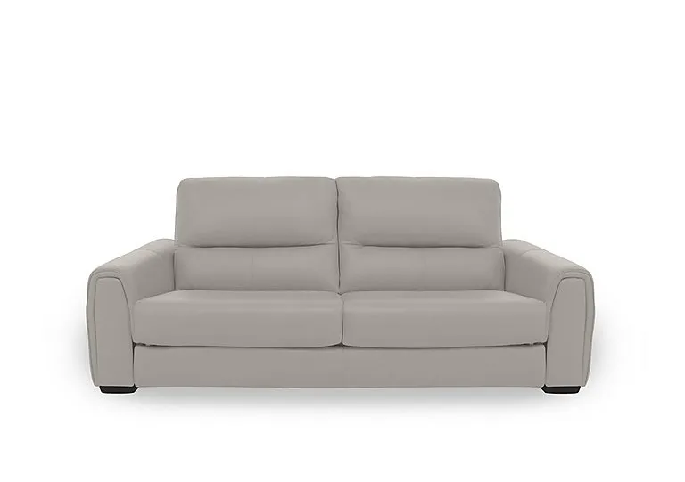 Flex Leather 3 Seater Sofa Bed with Storage Arms - Silver Grey