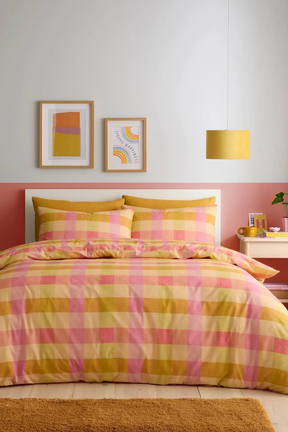 Fusion 'Block Check' Easy Care Duvet Cover Set in Orange