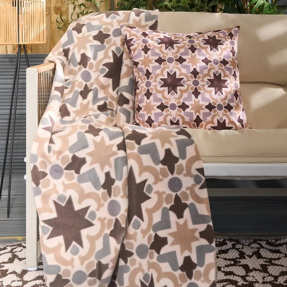 OHS Tiles Print Polar Fleece Throw Blanket Lightweight Bedspread