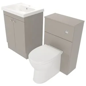 Deccado Benham Soft Suede 600mm Freestanding Vanity & 500mm Toilet Pan Unit with Basin Modular Combination