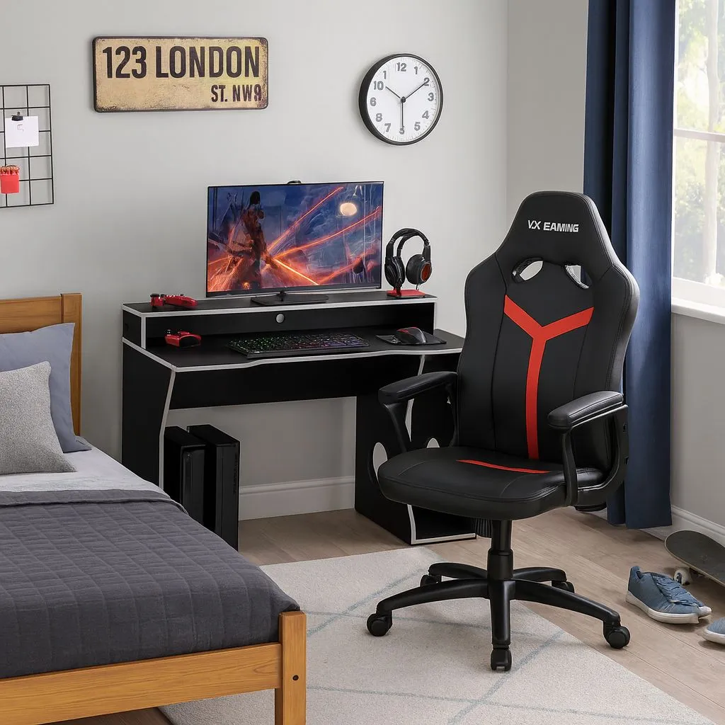 Birlea Enzo Gaming Computer Desk in Silver