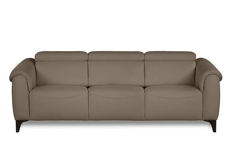 Nicole 3 Seater 3 Cushion Leather Recliner Sofa with Headrests and Power Lumbar - Torello Taupe