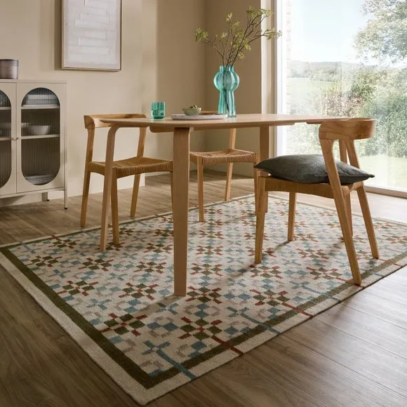 Awen Check Wool Blend Rug 1