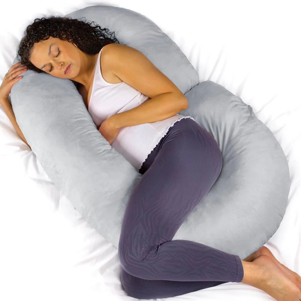 Aamira Light Grey Pregnancy Maternity Pillow, 140x65x20cm C Shape Memory Foam