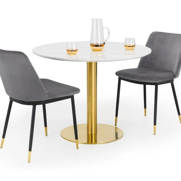 Palermo 4 Seater Round Pedestal Dining Table, White 3