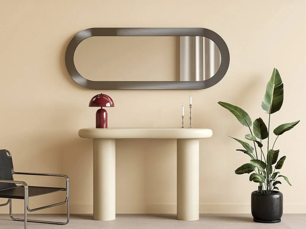 Vente-unique Oval Aluminium Wall Mirror - W. 60 X H. 160 Cm - Brushed Gunmetal in Silver 3