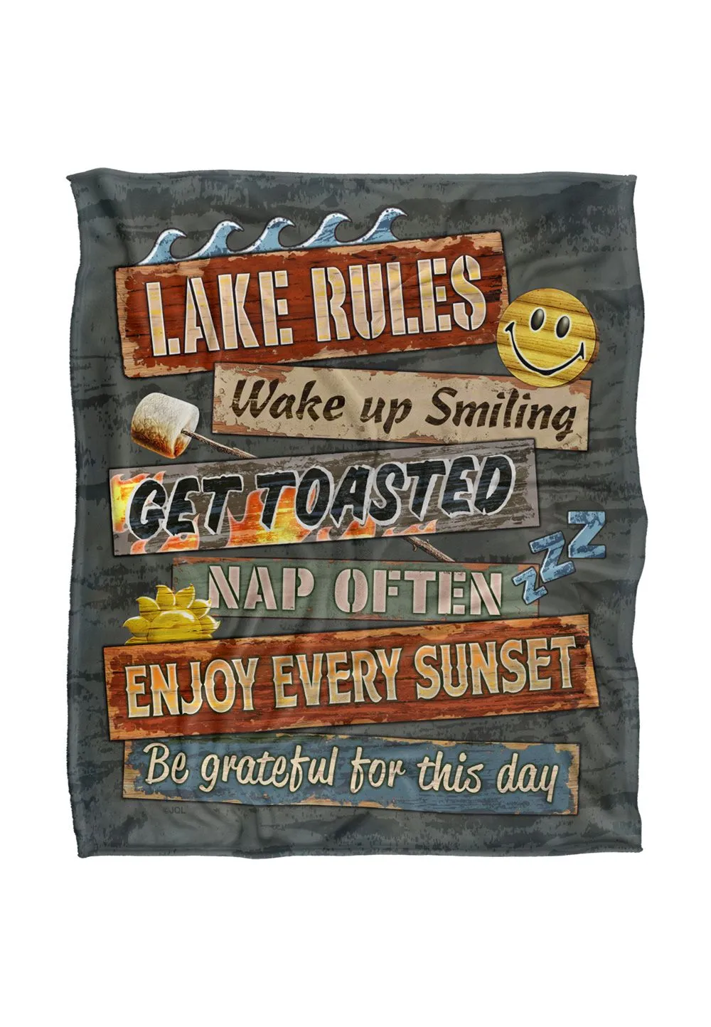 JQ Licensing James Piazza Lake Rules Silky Touch Super Soft Throw Blanket 152 X 127 cm in White