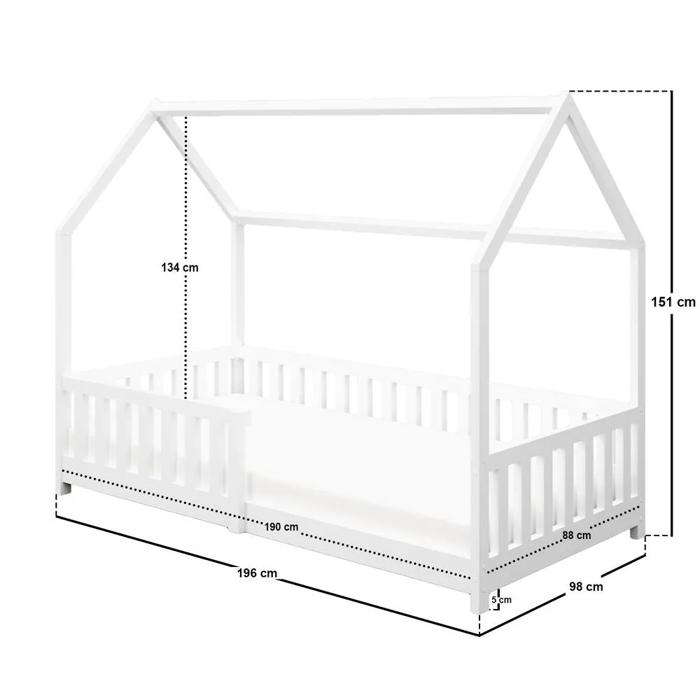 Flair Explorer Wooden Playhouse Bed with Rails in White 5